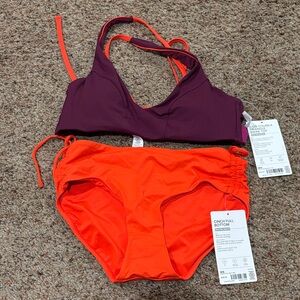 Athleta Purple and Orange Bikini Set